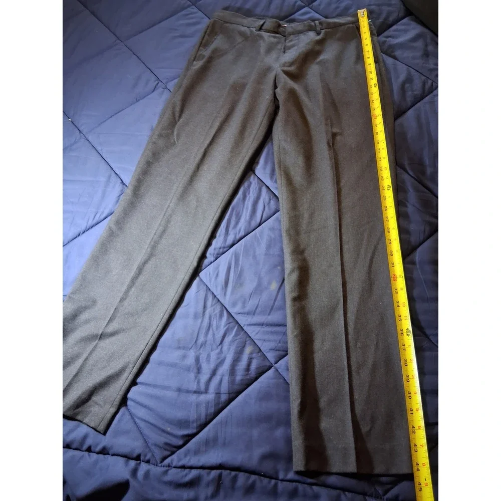 J. Crew Mens Charcoal Gray 100% Wool Dress Pants Flat Front 36x34 Style 30825